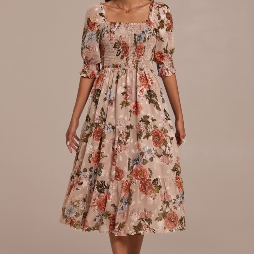 Petallush Floral Bouquet Midi Dress